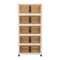 5-Tier Folding Storage Cabinet with Wheels, Stackable Plastic Organizer with Transparent Doors, Dustproof Rolling Storage Cupboard for Bedroom, Office, Kitchen, Closet 5-Tier Folding Storage Cabinet with Wheels, Stackable Plastic Organizer with Transparent Doors, Dustproof Rolling Storage Cupboard for Bedroom, Office, Kitchen, Closet