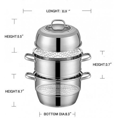 Stainless Steel Kaku Steamer 3 Tier 11.8