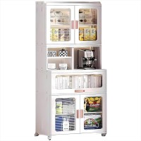 73" Kitchen Pantry Storage Cabinet, Collapsible Storage Organizer with Rotating Wheels for Home, Kitchen, Living Room - F8851-4