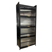 5-Tier Multifunctional Storage Rack, 60cm Width Storage Cabinet with Flip Up Doors for Home, Kitchen, Pantry, Bedroom, Office (Black)