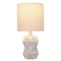 2 PCS Faux Wood Table Lamp, 40cm H White Wash Faceted Lamp for Home, Bedroom, Office - 0210621