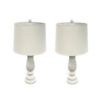 Aspen Creative 2-Pack Table Lamp, 27" High White Ceramic Table Lamp for Home, Bedroom, Office (White) - 40259-04-2