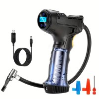 Portable Tire Inflator Air Compressor, 150 PSI Cordless Air Pump with 4000mAh Rechargeable Battery, Digital Pressure Gauge, Auto Shut-Off, LED Light, for Car, Motorcycle, Bicycle & Sports Balls Portable Tire Inflator Air Compressor, 150 PSI Cordless Air Pump with 4000mAh Rechargeable Battery, Digital Pressure Gauge, Auto Shut-Off, LED Light, for Car, Motorcycle, Bicycle & Sports Balls