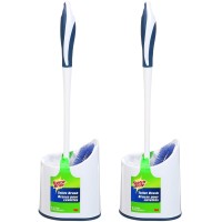 SCOTCH BRITE 2-Pack Toilet Brush Set with Ergonomic Handle, Storage Caddy for Bathroom Cleaning