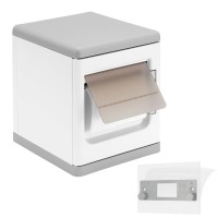 Waterproof Toilet Paper Holder, Wall Mounted, No Drill, White and Gray Waterproof Toilet Paper Holder, Wall Mounted, No Drill, White and Gray