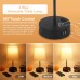 Bedside Table Lamp, Touch Control Lamp with Dual USB Charging Port, Outlet, 3-Way Dimmable, 2700K LED Bulb for Home, Bedroom, Office - HM-TD-9W-022