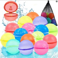 Reusable Water Balloons 15 Pack Self-Sealing Water Balls, Refillable Silicone Splash Toys, 2.8 Inch Summer Outdoor Pool Beach Backyard Water Party Toys for Kids and Family Reusable Water Balloons 15 Pack Self-Sealing Water Balls, Refillable Silicone Splash Toys, 2.8 Inch Summer Outdoor Pool Beach Backyard Water Party Toys for Kids and Family