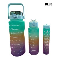 3 PCS Motivational Water Bottle Set, BPA Free Leakproof Water Jug with Time Marker (2000ml + 900ml + 280ml) - 41910 3 PCS Motivational Water Bottle Set, BPA Free Leakproof Water Jug with Time Marker (2000ml + 900ml + 280ml) - 41910