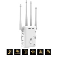 WAVLINK AC1200 WiFi Extender, Dual Band WiFi Range Extender with 4 High Gain External Antenna 1200Mbps, 802.11AC, WPS Easy Set Up, Wall Plug - WL-WN575A3