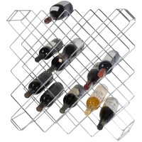 Wine Rack Module, 26.5" x 26.5" inch Commerical Wine Rack with 45 Bottle Capacity, 3.5" Compartments (Chrome) -  FWBR45CH